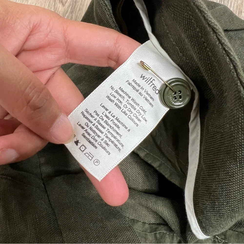 Aritzia Wilfred Allant Linen High Rise Tie Waist Pants Green Size 8